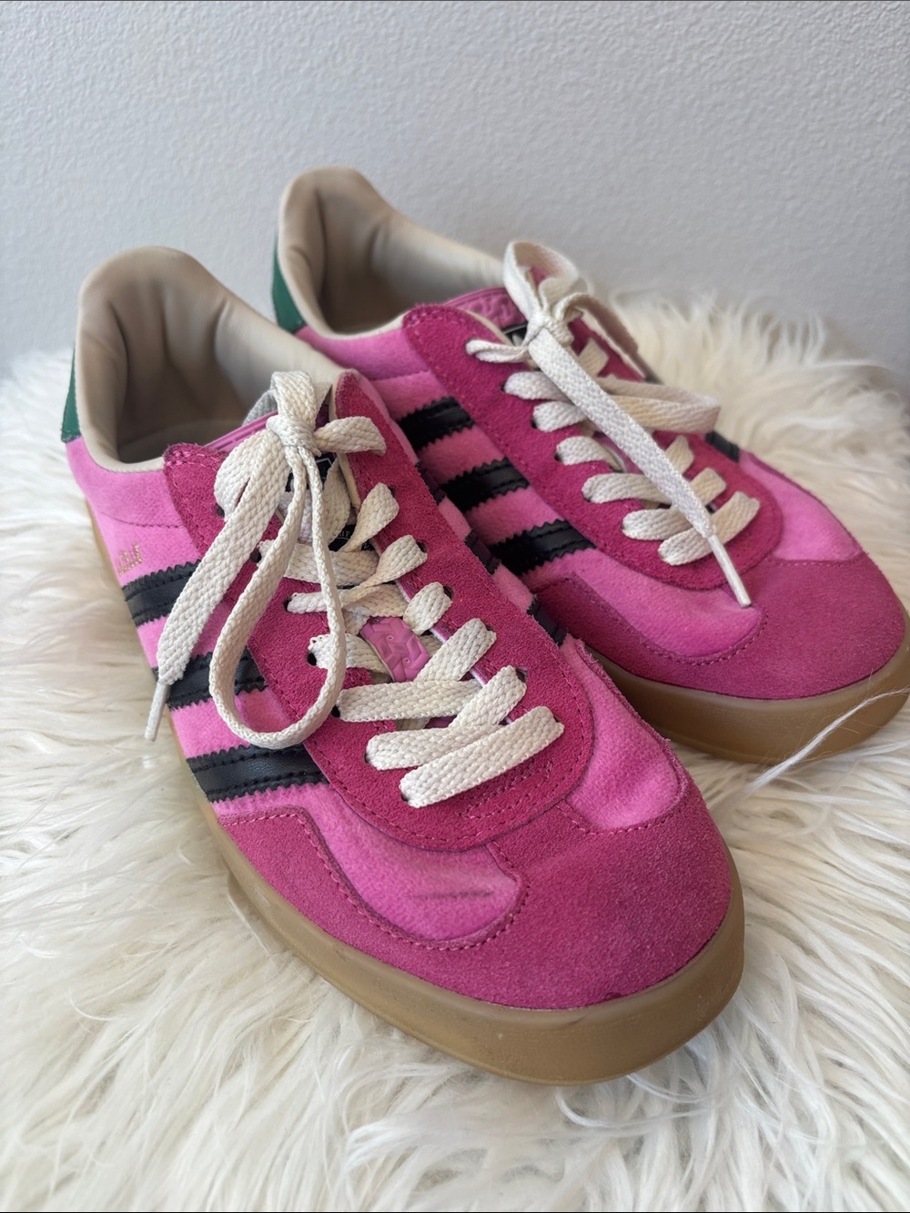GUCCI adidas Pink and Black Suede Low-Top Sneakers